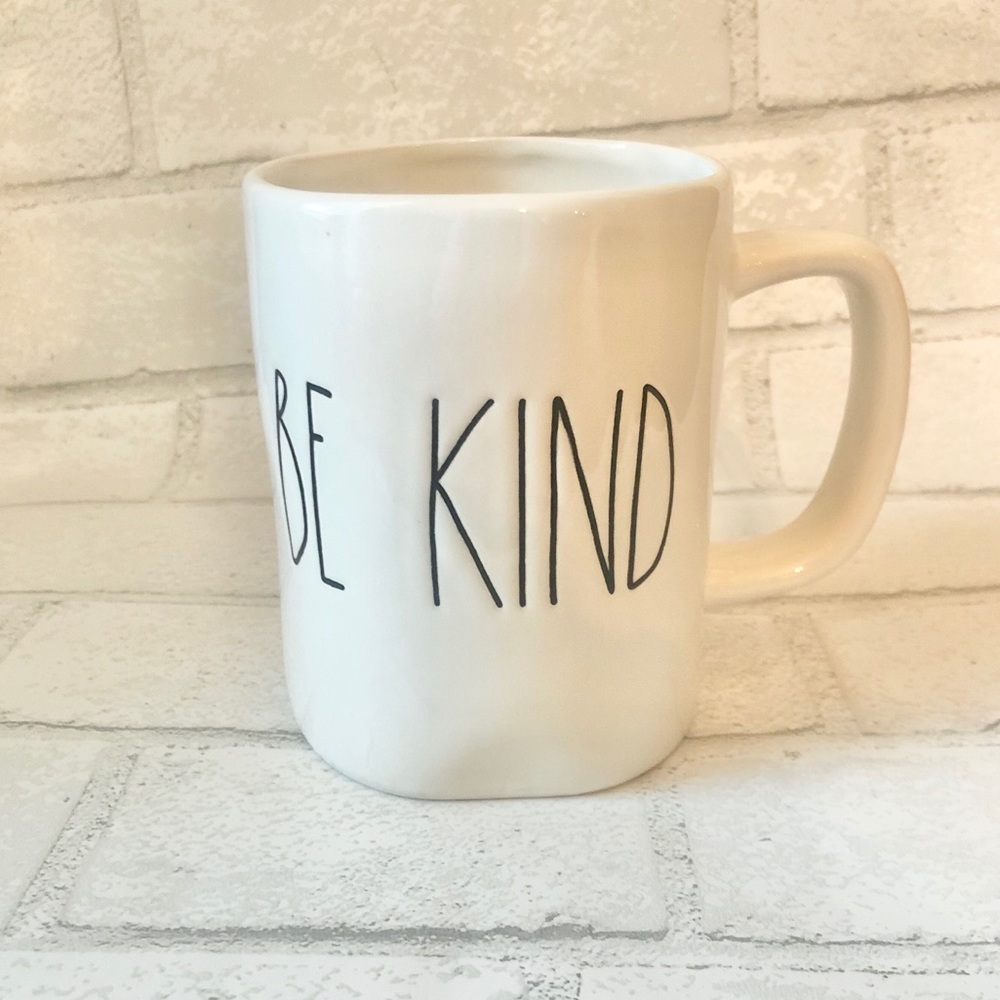 Rae Dunn BE KIND Artisan Collection White Ceramic Coffee Mug 16oz Large Letter
